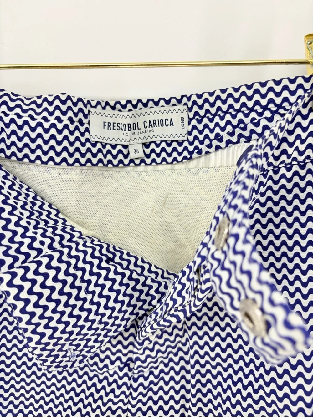 Frescobol Carioca Navy Chevron Pattern Shorts 36 “Long” 8” Inseam